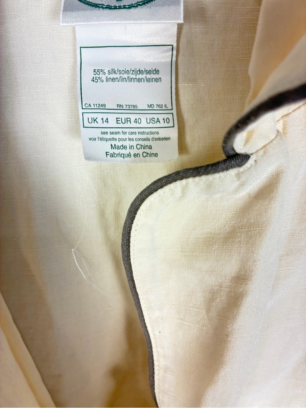 VTG Laura Ashley Silk Linen Cream Button Front Midi Shirt Tea Dress - Picture 9 of 12